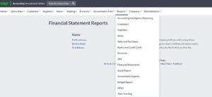 Report options in Sage Online Accounting