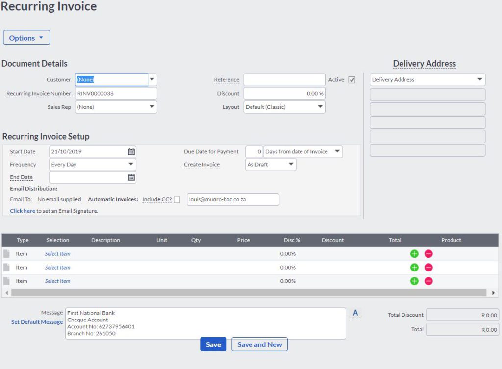 Sage Cloud Accounting Recurring Invoice