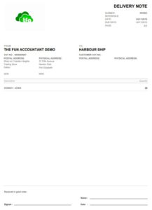 Sage delivery note with invoice