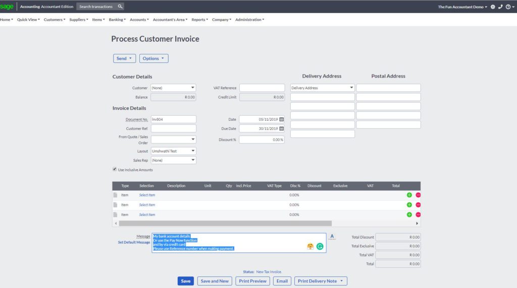 Sage cloud accounting invoice layout