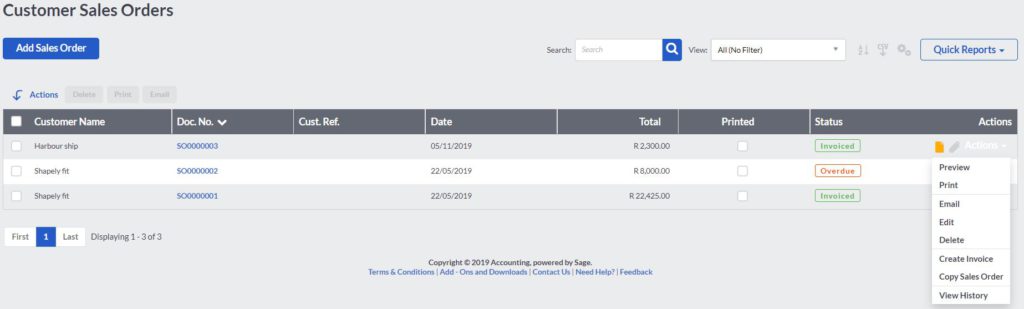 Sage cloud accounting order converted to an invoice