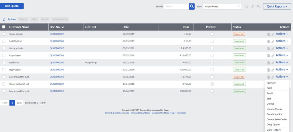 Sage Quotes Dashboard