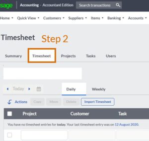 sage cloud accounting time tracking step 2