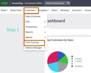 Sage cloud accounting time tracking step 1