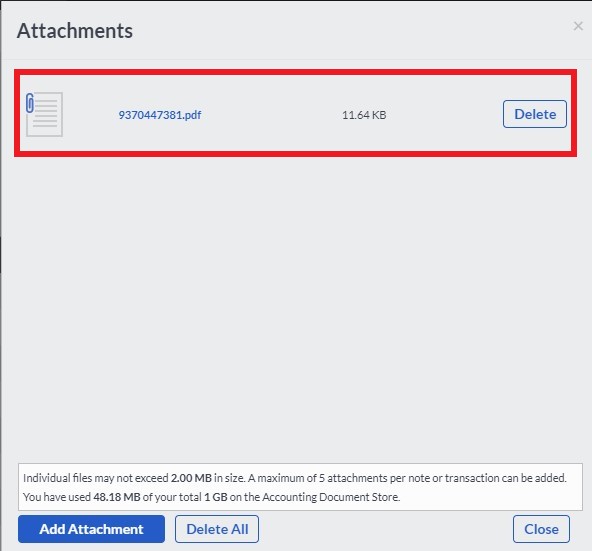 sage transaction file attachment