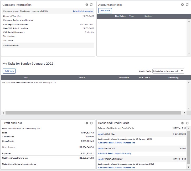 Accountant Dashboard in Sage Business Cloud Accounting by the fun accountant.