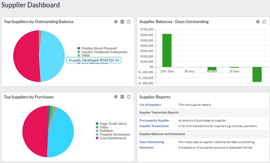 supplier dashboard by the fun accountant