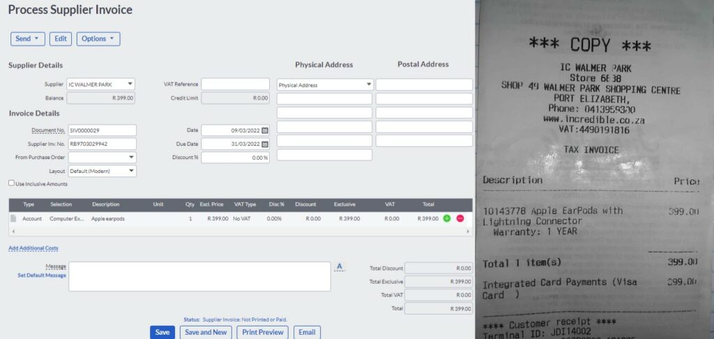 Testing Dext link to Sage Step 6: Compare & verify