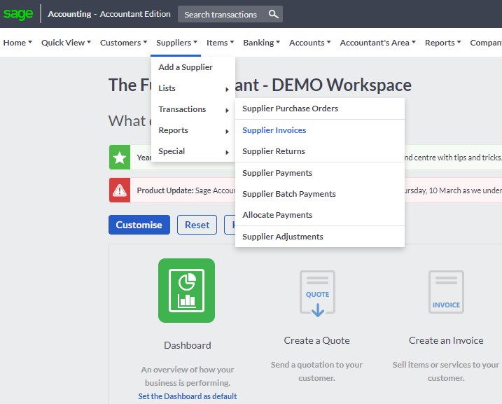 Testing Dext link to Sage Step 5: Supplier invoices