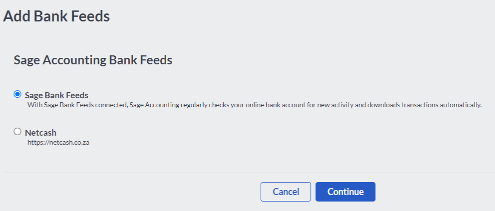 add bank feeds in Sage 