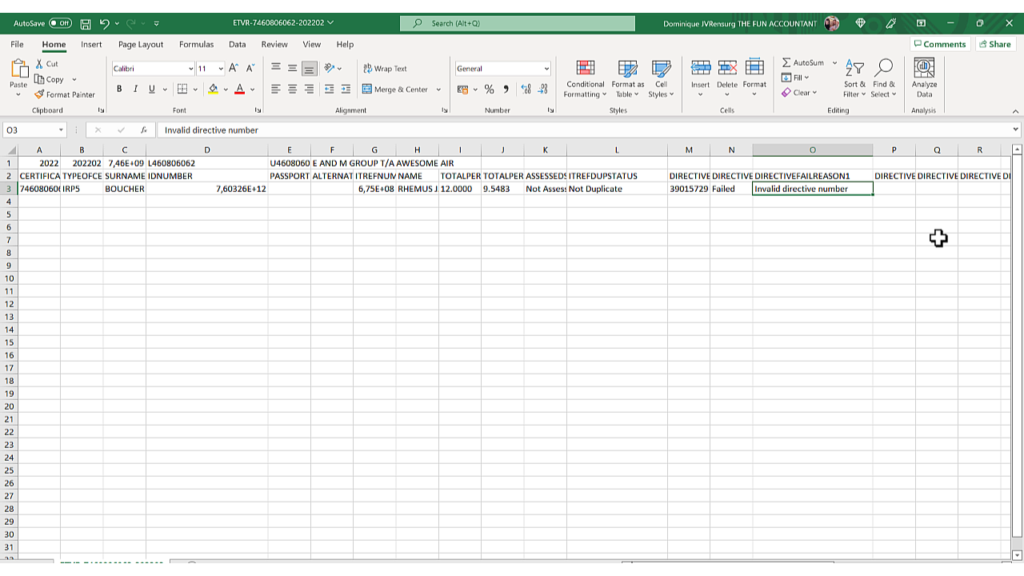 Data extracted in CSV format