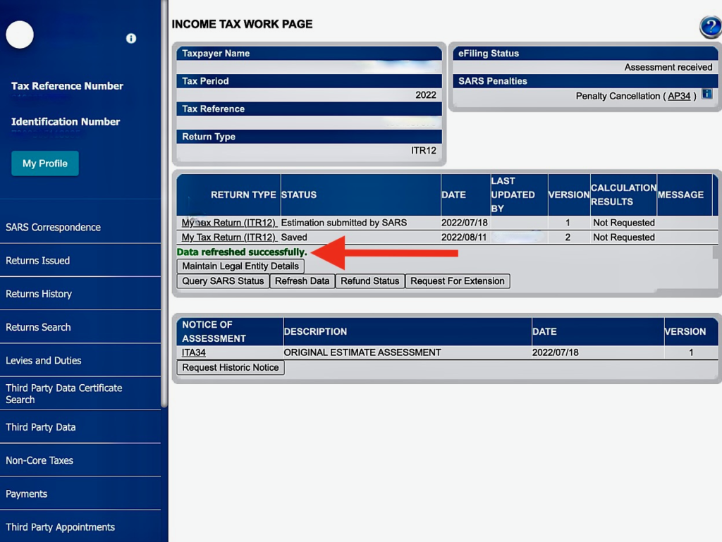 Refreshing an ITR12 (individual taxpayer) income tax return: How? When ...