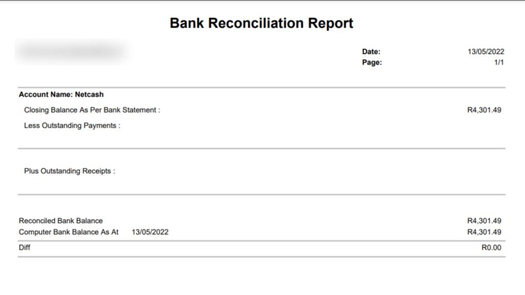 sage bank reconciliation report.