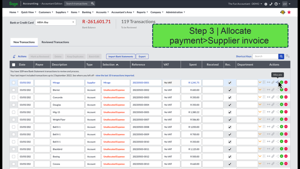 step 3 match supplier payment and invoice