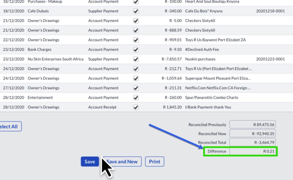 bank reconciliation difference troubleshooting