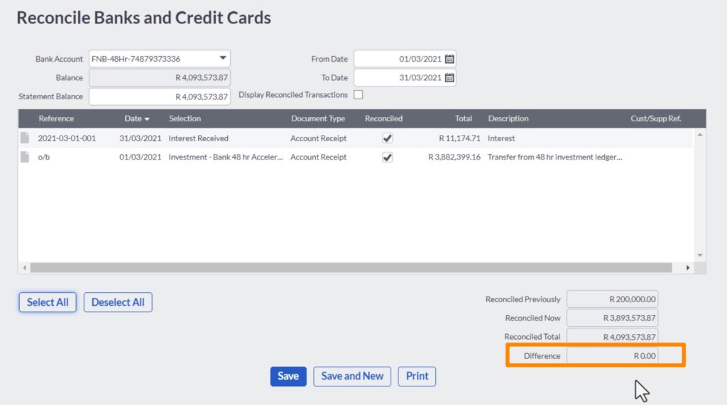 Sage bank reconciliation screen by The Fun Accountant.