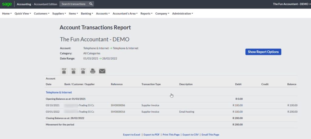 Expense ledger in Sage Accounting by The Fun Accountant.