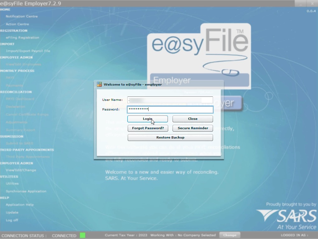 Step 1 Log into Easyfile by The Fun Accountant