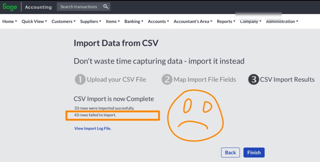 Sage trial balance import results by The Fun Accountant.