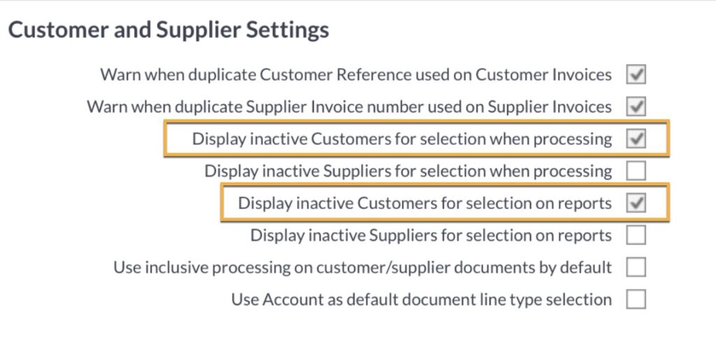 Company's customer active setting set on by The Fun Accountant