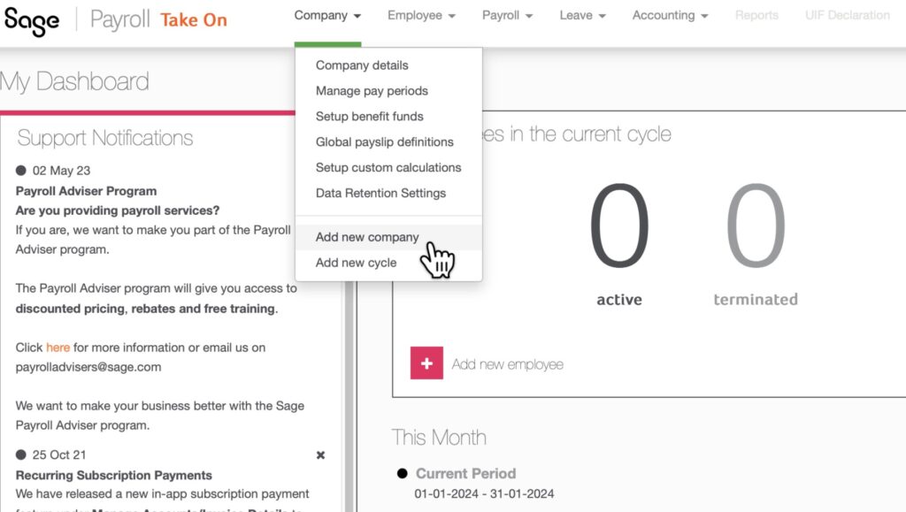 Add New Company on Sage Business Cloud Payroll by The Fun Accountant