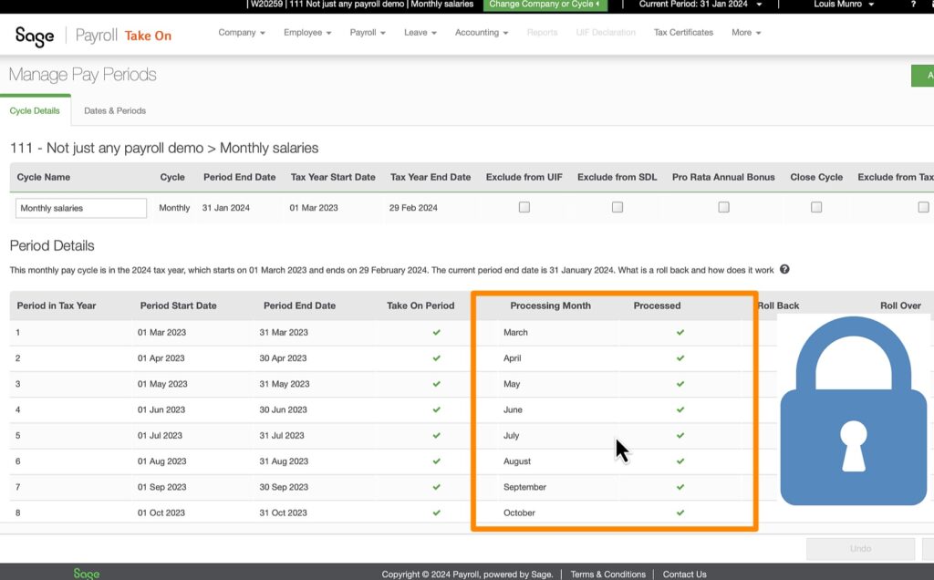 Locked pay periods in a payroll cycle in Sage Payroll by The Fun Accountant