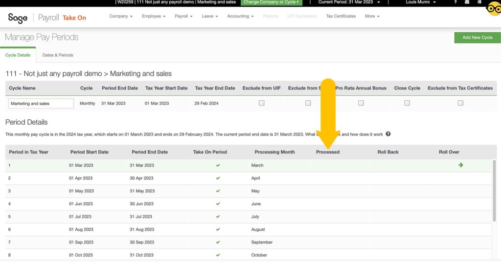 Open pay periods in a payroll cycle in Sage Business Cloud Payroll by The Fun Accountant