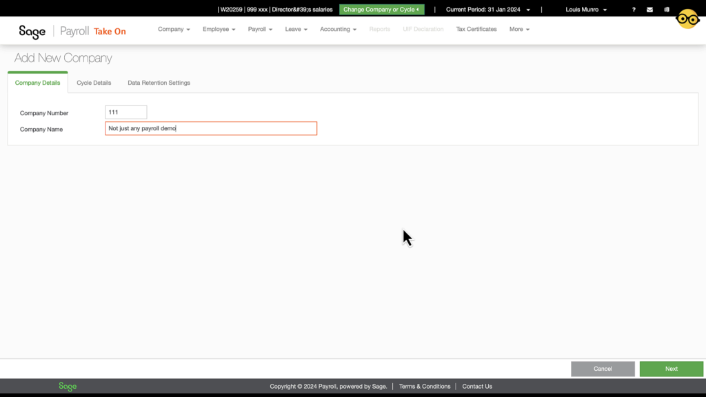 Add a new company number on Sage Business Cloud Payroll by The Fun Accountant