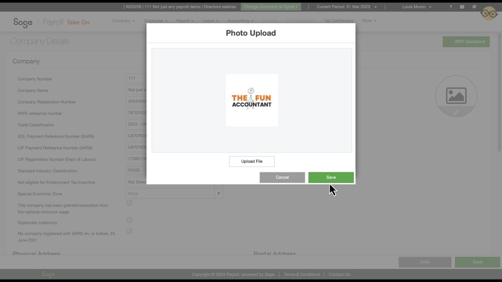 how to add a logo to sage business cloud payroll by The Fun Accountant