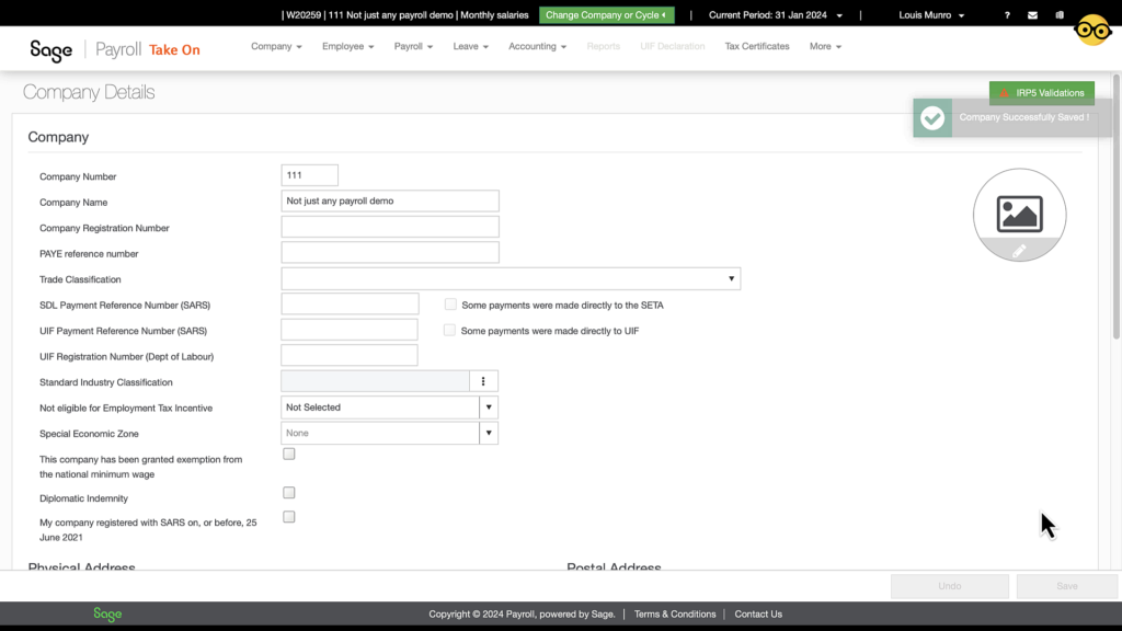 first part of the 12 fields to enter when adding a new company on sage by The Fun Accountant