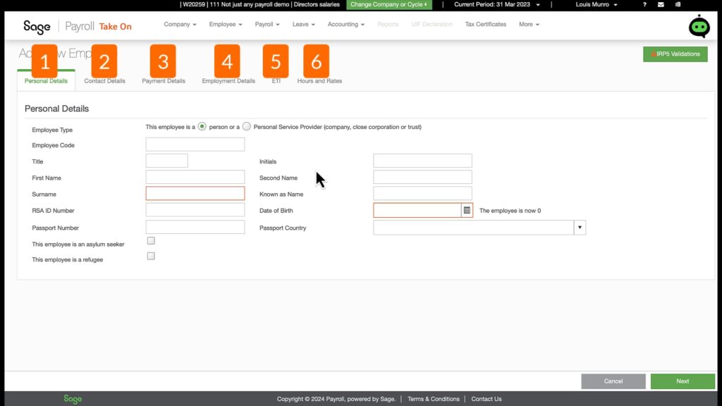 add employee in sage business cloud payroll in six seps by thefunaccountant