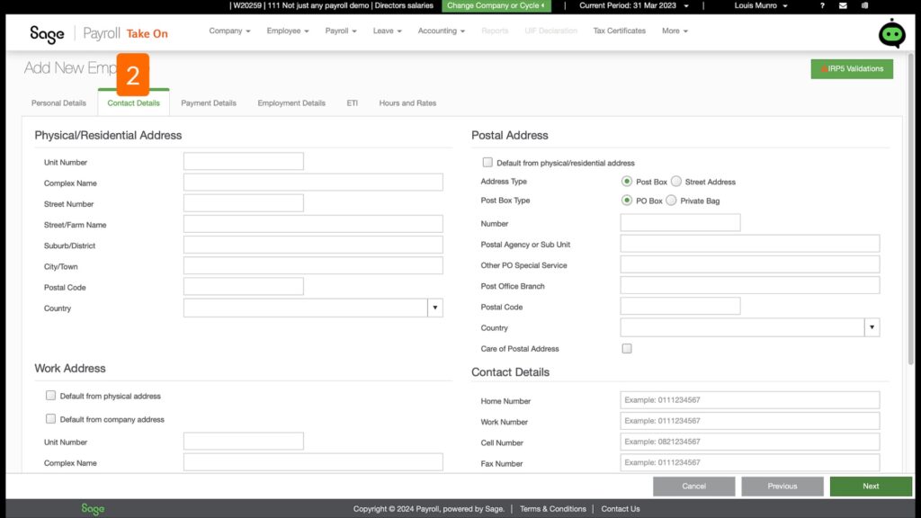 employee contact details in sage business cloud payroll by thefunaccountant