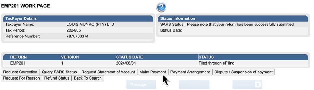 SARS EMP201 Filed by The Fun Accountant