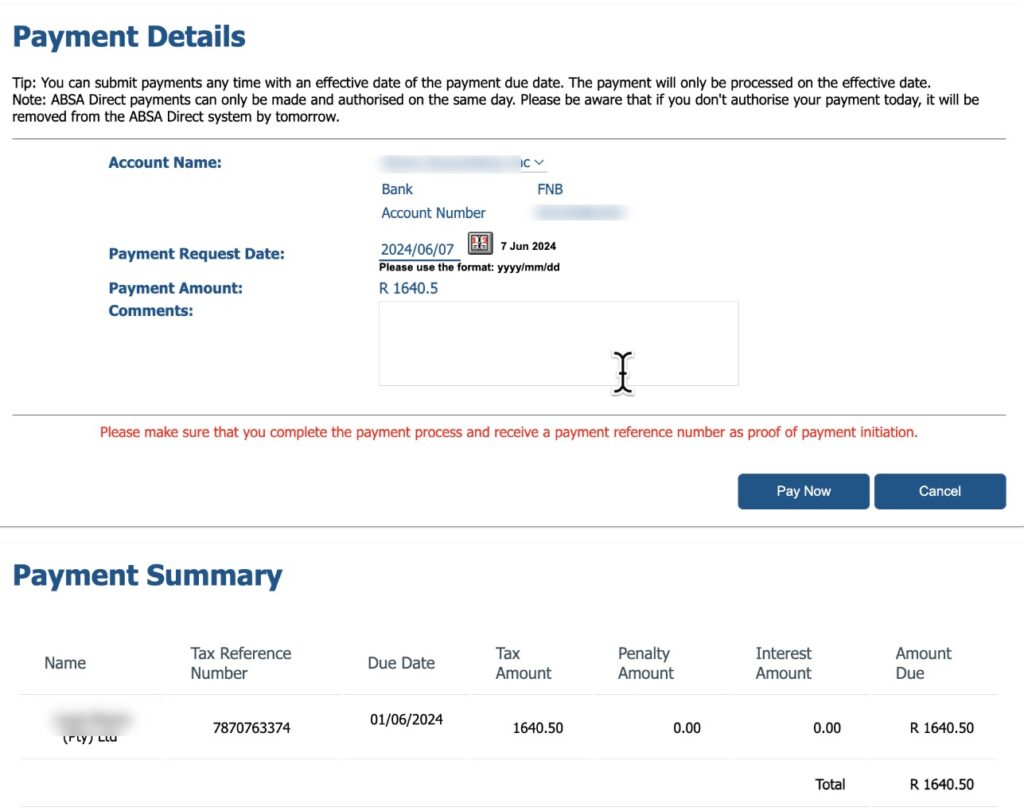 SARS EMP201 payment effected by The Fun Accountant