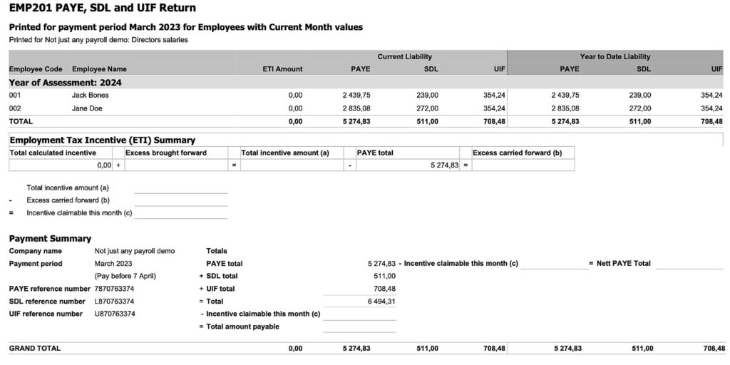 Sage EMP201 Report by The Fun Accountant