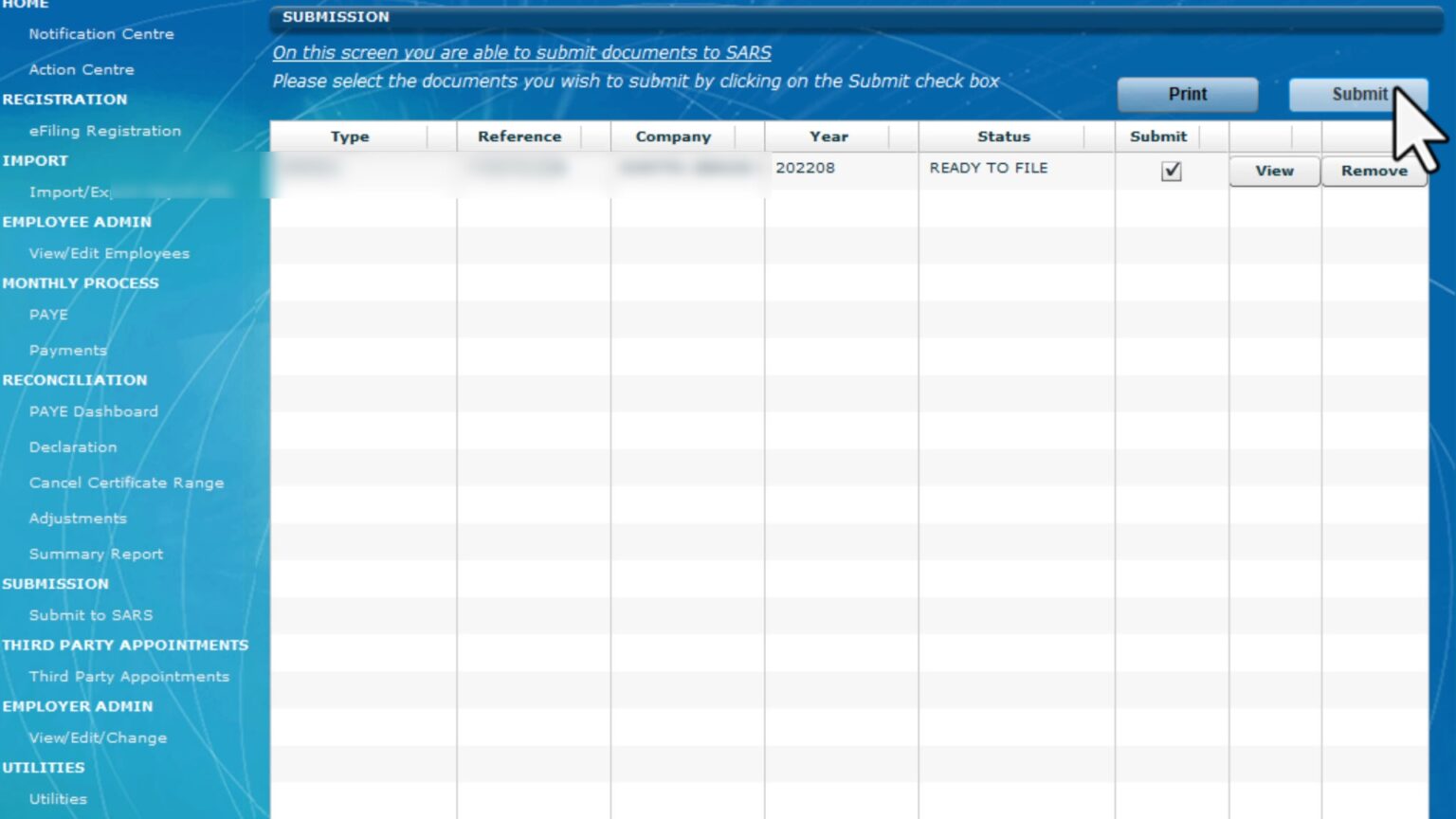 Emp501 submission in easyfile v7 no payroll software needed mid year